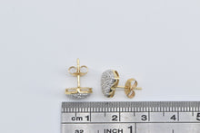 Load image into Gallery viewer, 14K Pave Diamond Heart Love Symbol Stud Earrings Yellow Gold