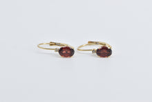 Load image into Gallery viewer, 14K Oval Garnet Diamond Accent Vintage Dangle Earrings White Gold