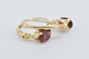 14K Oval Garnet Diamond Accent Vintage Dangle Earrings White Gold