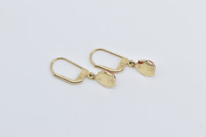 14K Enamel Lady Bug Puffy Dangle Fashion Drop Earrings Yellow Gold