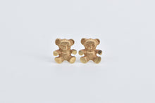 Load image into Gallery viewer, 14K Teddy Bear Stuffed Animal Stud Earrings Yellow Gold