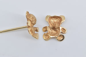 14K Teddy Bear Stuffed Animal Stud Earrings Yellow Gold