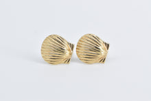 Load image into Gallery viewer, 14K Scallop Sea Shell Ocean Motif Beach Stud Earrings Yellow Gold