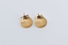 Load image into Gallery viewer, 14K Scallop Sea Shell Ocean Motif Beach Stud Earrings Yellow Gold