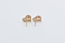 Load image into Gallery viewer, 14K Heart Love Symbol Filigree Love Stud Earrings Yellow Gold