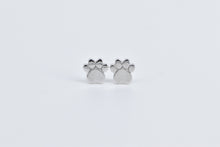 Load image into Gallery viewer, 14K Paw Print Animal Pet Dog Cat Stud Earrings White Gold