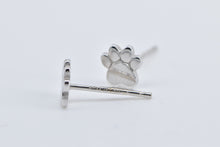 Load image into Gallery viewer, 14K Paw Print Animal Pet Dog Cat Stud Earrings White Gold