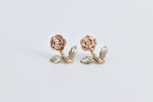 Load image into Gallery viewer, 14K Black Hills Rose Flower Tri Tone Stud Earrings Yellow Gold