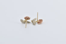 Load image into Gallery viewer, 14K Black Hills Rose Flower Tri Tone Stud Earrings Yellow Gold