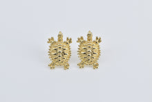 Load image into Gallery viewer, 14K Turtle Cute Textured Animal Lover Stud Earrings Yellow Gold