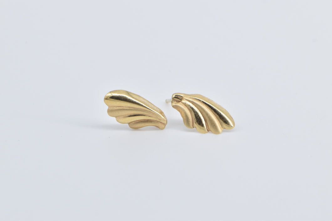 14K Vintage Shooting Star Wave Curved Stud Earrings Yellow Gold