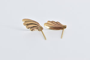 14K Vintage Shooting Star Wave Curved Stud Earrings Yellow Gold