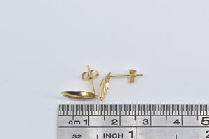 14K Vintage Shooting Star Wave Curved Stud Earrings Yellow Gold