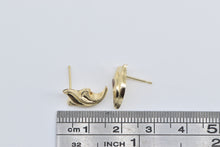 Load image into Gallery viewer, 14K Ornate Curved Flourish Flow Fashion Stud Earrings Yellow Gold