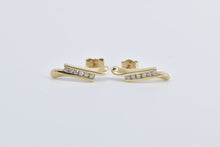 Load image into Gallery viewer, 14K Vintage Diamond Curved Bar Drop Fashion Earrings Yellow Gold