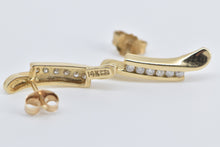 Load image into Gallery viewer, 14K Vintage Diamond Curved Bar Drop Fashion Earrings Yellow Gold