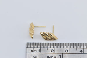 14K Vintage Scalloped Wave Fashion Stud Earrings Yellow Gold