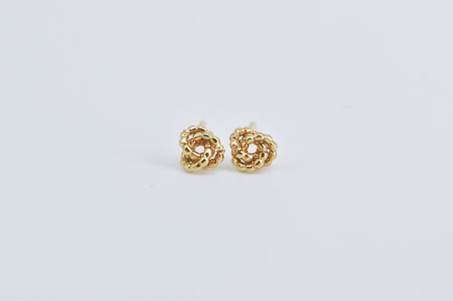 14K Rope Knot Vintage Twist Spiral Ball Stud Earrings Yellow Gold