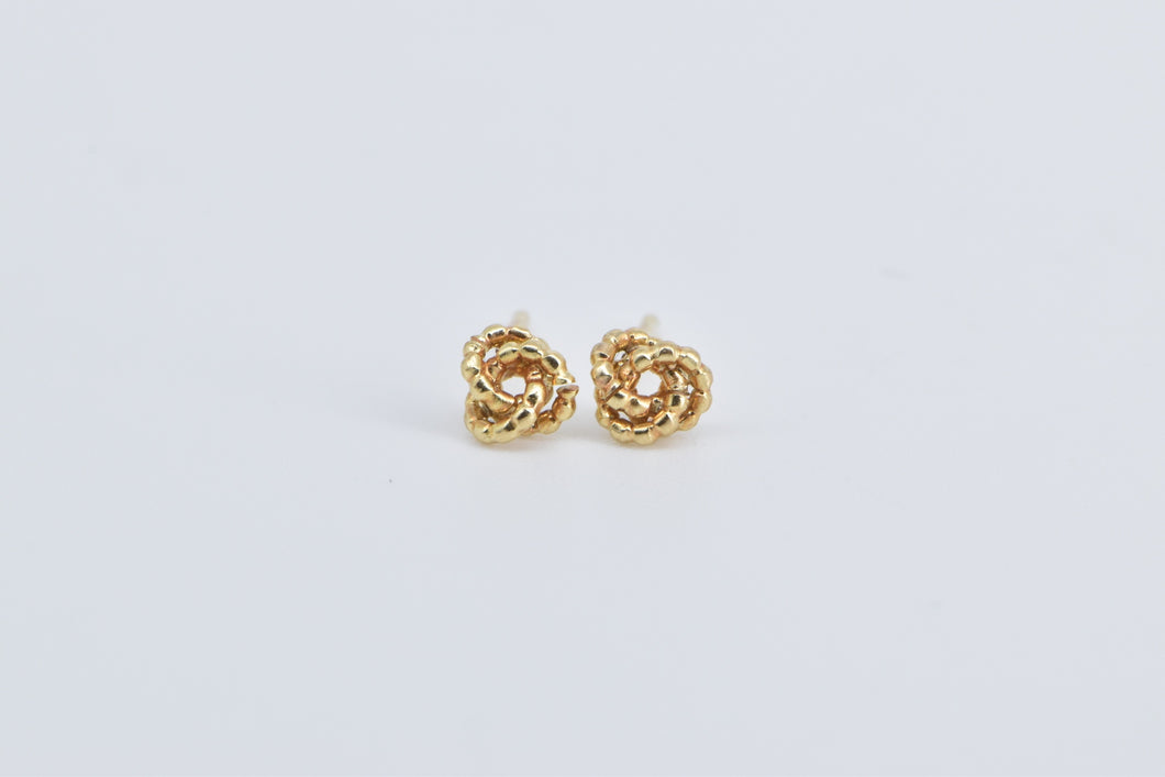 14K Rope Knot Vintage Twist Spiral Ball Stud Earrings Yellow Gold