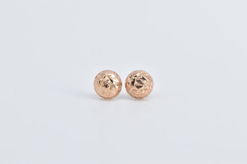 14K Textured Domed Round Sphere Geometric Stud Earrings Rose Gold