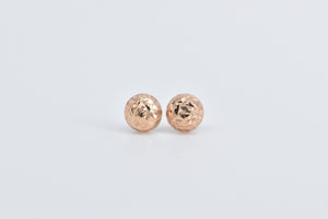 14K Textured Domed Round Sphere Geometric Stud Earrings Rose Gold