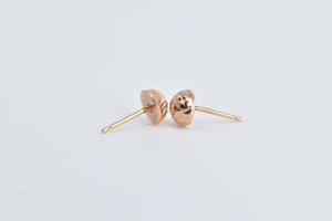 14K Textured Domed Round Sphere Geometric Stud Earrings Rose Gold