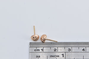 14K Textured Domed Round Sphere Geometric Stud Earrings Rose Gold