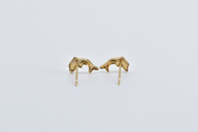 Load image into Gallery viewer, 14K High Relief Jumping Dolphin Ocean Beach Stud Earrings Yellow Gold