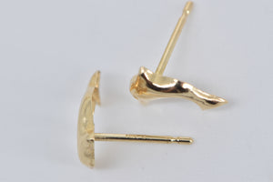 14K High Relief Jumping Dolphin Ocean Beach Stud Earrings Yellow Gold