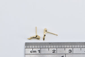 14K High Relief Jumping Dolphin Ocean Beach Stud Earrings Yellow Gold