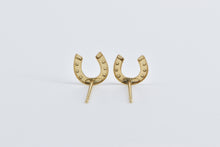 Load image into Gallery viewer, 14K Horse Shoe Good Luck Lucky Stud Earrings Yellow Gold