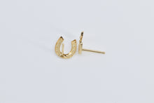 Load image into Gallery viewer, 14K Horse Shoe Good Luck Lucky Stud Earrings Yellow Gold