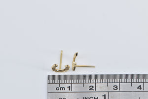 14K Horse Shoe Good Luck Lucky Stud Earrings Yellow Gold