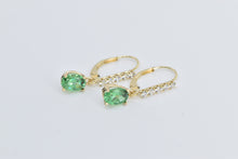 Load image into Gallery viewer, 14K Oval Green CZ Fashion Drop Dangle Earrings Yellow Gold