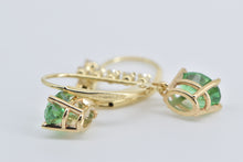 Load image into Gallery viewer, 14K Oval Green CZ Fashion Drop Dangle Earrings Yellow Gold