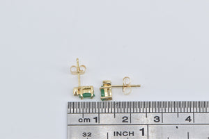 14K Oval Emerald Diamond Accent Single Stud Earrings Yellow Gold