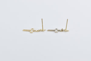 14K Cross Christian Faith Symbol Religious Dangle Earrings Yellow Gold