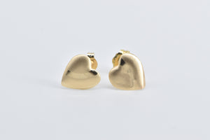 14K High Relief Heart Love Symbol Vintage Stud Earrings Yellow Gold