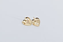 Load image into Gallery viewer, 14K High Relief Heart Love Symbol Vintage Stud Earrings Yellow Gold