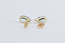 Load image into Gallery viewer, 14K Pear Blue Topaz Vintage Leaf Accent Stud Earrings Yellow Gold