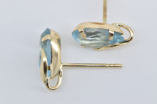 Load image into Gallery viewer, 14K Pear Blue Topaz Vintage Leaf Accent Stud Earrings Yellow Gold