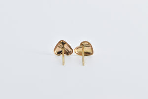 14K Heart Love Symbol High Relief Stud Earrings Yellow Gold