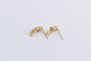 14K Wavy Diamond Vintage Fashion Stud Earrings Yellow Gold