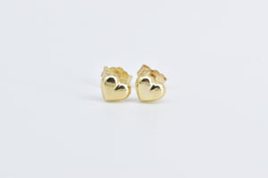 14K Puffy Heart Love Symbol Screw Back Stud Earrings Yellow Gold