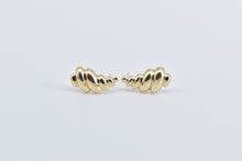 Load image into Gallery viewer, 14K Puffy Scalloped Twist Fashion Stud Earrings Yellow Gold