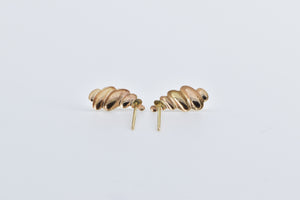 14K Puffy Scalloped Twist Fashion Stud Earrings Yellow Gold