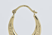 Load image into Gallery viewer, 14K Geometric Pattern Oval Fashion Hoop Earrings Yellow Gold