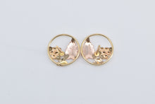 Load image into Gallery viewer, 10K Black Hills Leaf Grape Cluster Circle Stud Earrings Yellow Gold