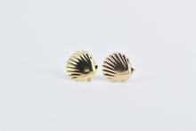 Load image into Gallery viewer, 14K Scallop Sea Shell Ocean Motif Beach Stud Earrings Yellow Gold