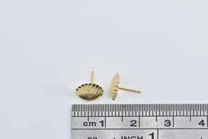 14K Scallop Sea Shell Ocean Motif Beach Stud Earrings Yellow Gold